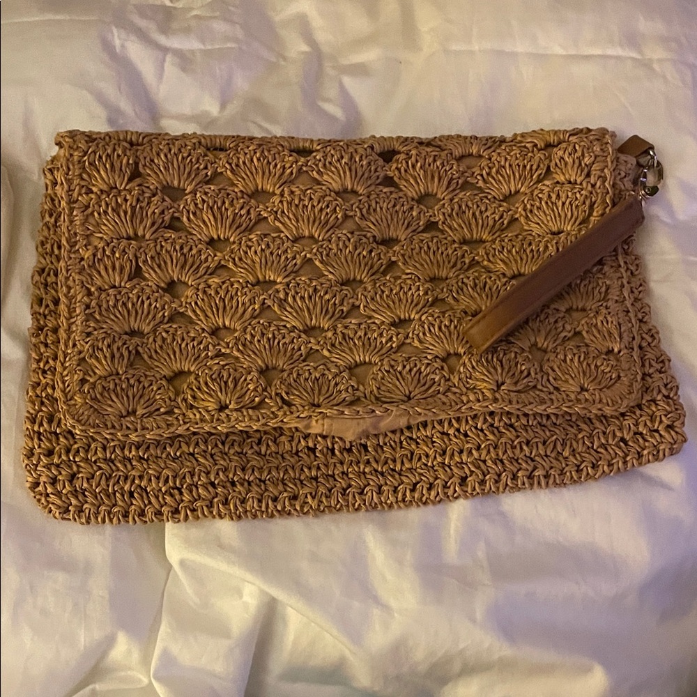 Elegant Tan Woven Clutch